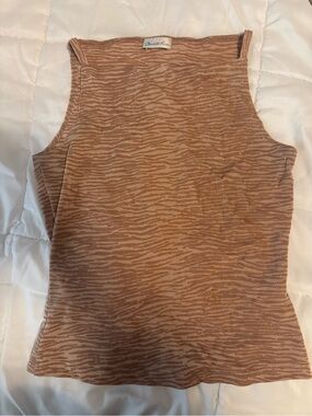 Charlotte Russe Sparkle Tan Zebra-Print Tank Top